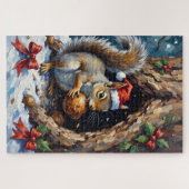 Eichhörnchen versteckt hektisch Weihnachtskastanie Puzzle (Horizontal)