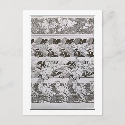 Eichhörnchen & Vögel des Jugendstils, Mucha Postkarte (Vorderseite)