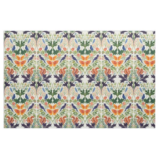 Eichhörnchen Vögel & Schmetterlinge Muster Stoff (Fat Quarter (45,7 x 55,9 cm))