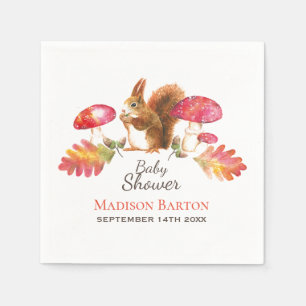 Eichhörnchen-Waldherbst-Aquarell-Babyparty Serviette