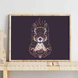 Eichhörnchen | Waldtierhörnchenmauer Print Poster