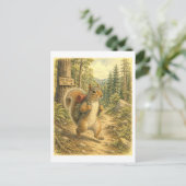 Eichhörnchen-Wanderillustration Postkarte (Stehend Vorderseite)