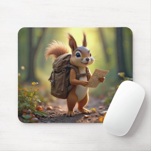 Eichhörnchen wandert in einem Wald Mousepad (Mit Mouse)