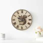 Eichhörnchen-Wanduhr - Warmer Wald-Touch Große Wanduhr (Zuhause)