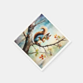 Eichhörnchen Wasserfarbe Natur Serviette (Ecke)