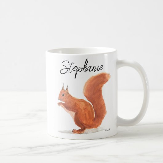 Eichhörnchen Wasserfarbenwald Name Baby Fall Kaffeetasse (Rechts)