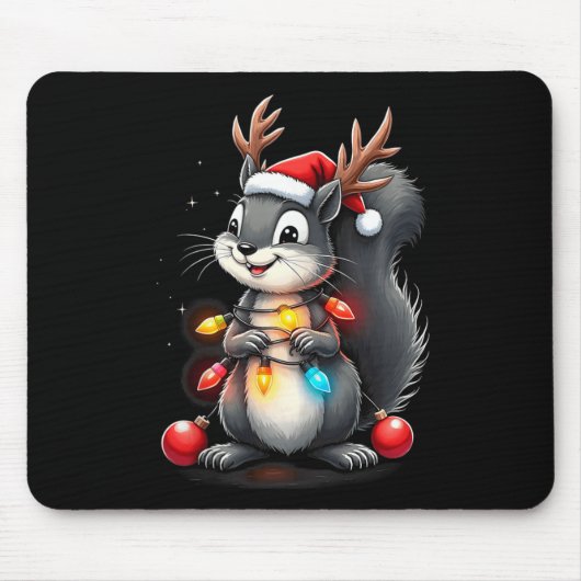 Eichhörnchen Weihnachten 2024 mit Licht & Lampe; U Mousepad (Vorne)