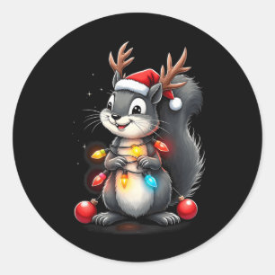 Eichhörnchen Weihnachten 2024 mit Licht & Lampe; U Runder Aufkleber