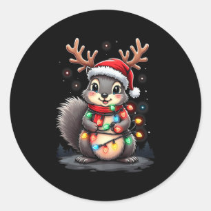Eichhörnchen Weihnachten 2024 mit Licht & Lampe; U Runder Aufkleber