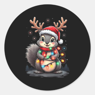 Eichhörnchen Weihnachten 2024 mit Licht & Lampe; U Runder Aufkleber