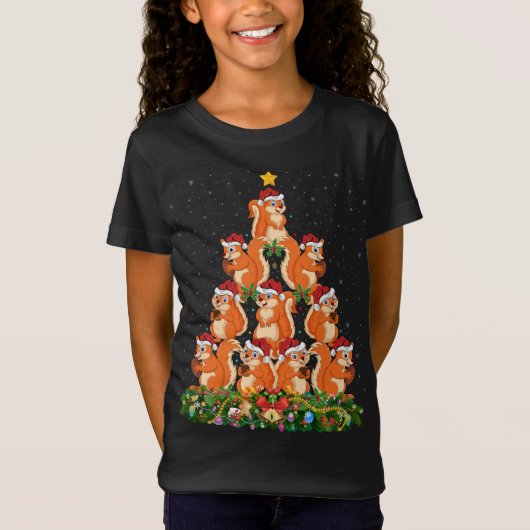 Eichhörnchen Weihnachten Bäume Geschenk Weihnachts T-Shirt (Vorderseite)