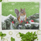 Eichhörnchen Weihnachten Geschirrtuch (Gefaltet)