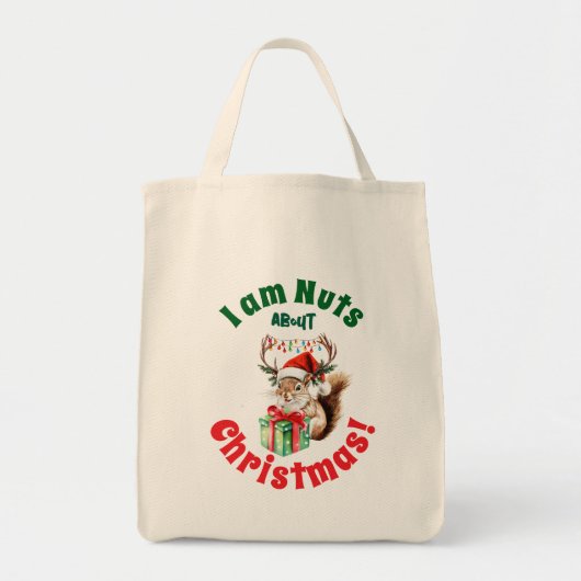 Eichhörnchen Weihnachten mit Antlers Lights Tote T Tragetasche (Vorne)