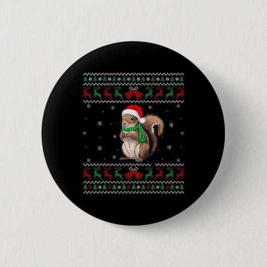 Eichhörnchen Weihnachten Pajama Weihnachtsmannmütz Button (Vorderseite)