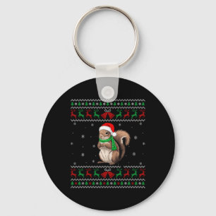 Eichhörnchen Weihnachten Pajama Weihnachtsmannmütz Schlüsselanhänger