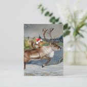 Eichhörnchen Weihnachten und Adorable Rentiere Wei Postkarte (Stehend Vorderseite)