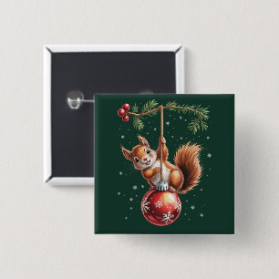 Eichhörnchen Weihnachten Winter Schneeflocke Winte Button
