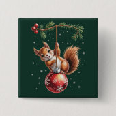 Eichhörnchen Weihnachten Winter Snowflakes Winteru Button (Vorderseite)