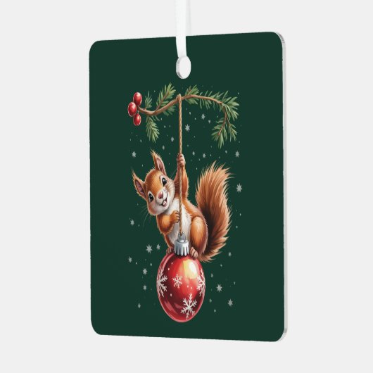 Eichhörnchen Weihnachten Winter Snowflakes Winteru Ornament Aus Metall (Vorderseite links)