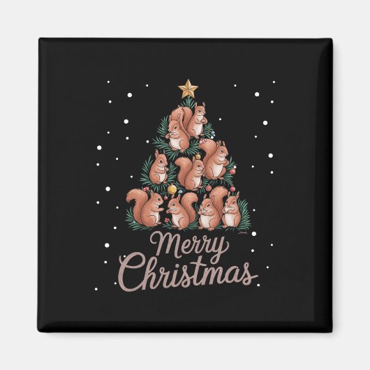 Eichhörnchen Weihnachtsbaum 1 Magnet (Vorne)