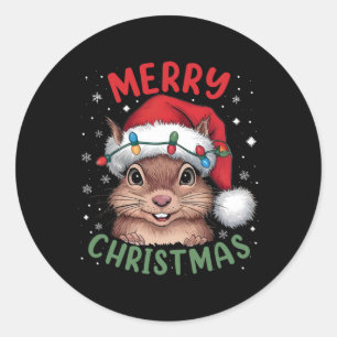 Eichhörnchen Weihnachtsbaum Lichter Xmas Sweater M Runder Aufkleber