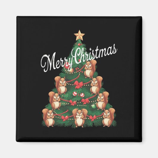 Eichhörnchen Weihnachtsbaum Magnet (Vorne)