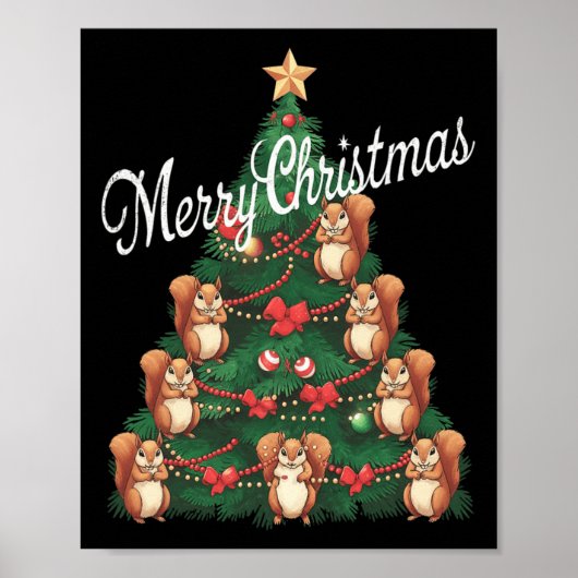 Eichhörnchen Weihnachtsbaum Poster (Vorne)