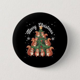 Eichhörnchen Weihnachtsbaum-Weihnachtsbaum-Panzer Button