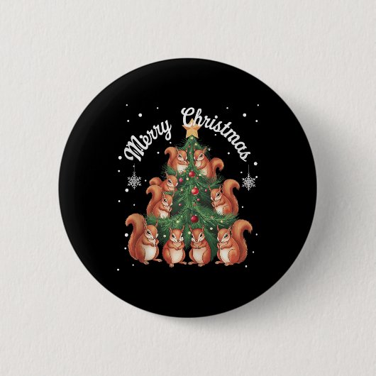 Eichhörnchen Weihnachtsbaum-Weihnachtsbaum-Panzer Button (Vorderseite)