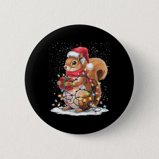 Eichhörnchen Weihnachtsbeleuchtung Dekoration Funn Button (Vorderseite)