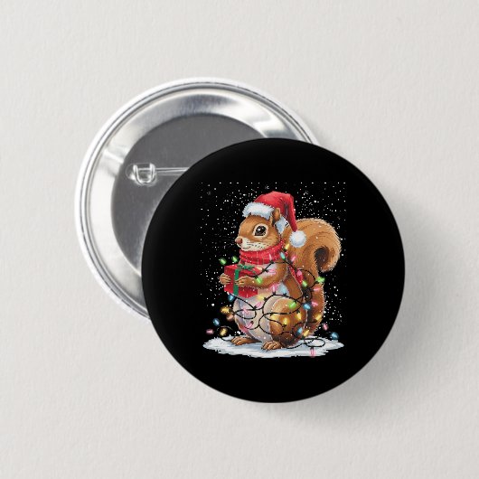 Eichhörnchen Weihnachtsbeleuchtung Dekoration Funn Button (Vorne & Hinten)