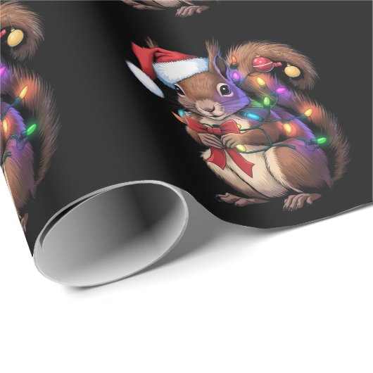 Eichhörnchen Weihnachtsbeleuchtung Weihnachtsliede Geschenkpapier (Rolleneckpunkt)