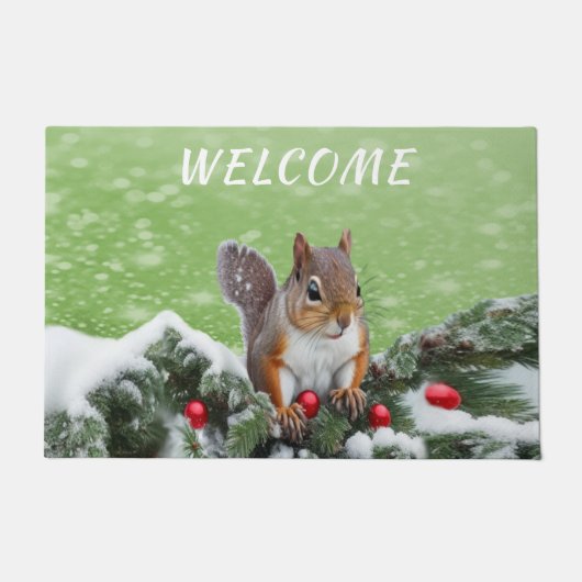 Eichhörnchen Weihnachtsfeiertage Doormat Fußmatte (Vorderseite)
