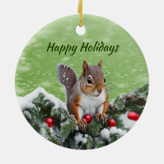 Eichhörnchen Weihnachtsfeiertage Ornament (Hinten)