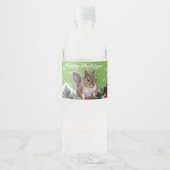 Eichhörnchen Weihnachtsfeiertage Wasserflasche Wasserflaschenetikett (Vorderseite)