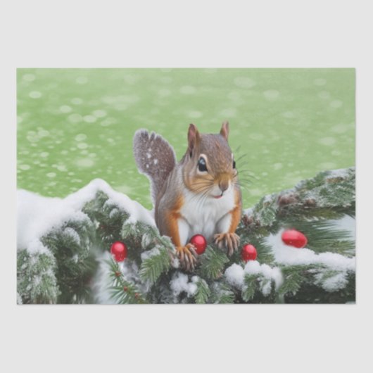 Eichhörnchen Weihnachtsfeiertagen Gewebepapier Seidenpapier (Vorderseite)
