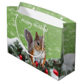 Eichhörnchen Weihnachtsgeschenk Tasche Große Geschenktüte (Rückseite Schrägansicht)