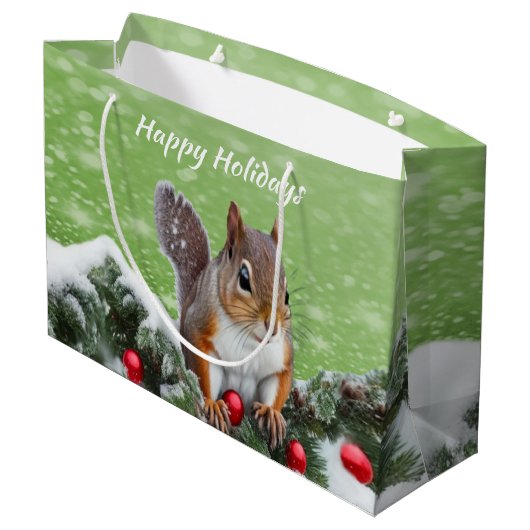 Eichhörnchen Weihnachtsgeschenk Tasche Große Geschenktüte (Rückseite Schrägansicht)