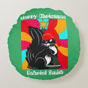 Eichhörnchen-Weihnachtsgeschenke, personalisierter Rundes Kissen