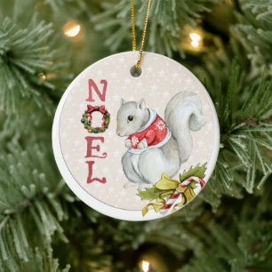 Eichhörnchen-Weihnachtsillustration Keramik Ornament