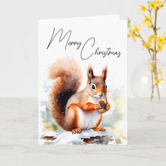 Eichhörnchen Weihnachtskarte Farbe Karte (Gelbe Blume)