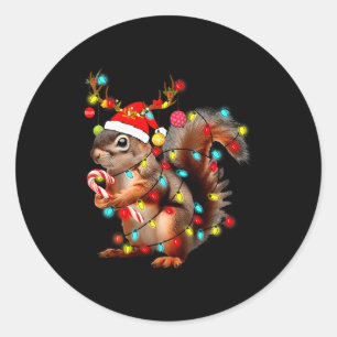 Eichhörnchen Weihnachtslichter Lustige Weihnachten Runder Aufkleber