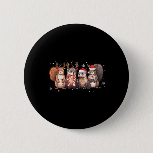 Eichhörnchen Weihnachtslichter Lustige Xmas Eichhö Button (Vorderseite)