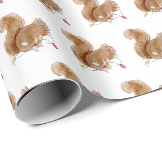 Eichhörnchen Weihnachtslichtpapier Geschenkpapier (Rolleneckpunkt)