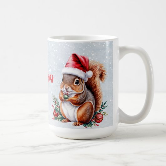 Eichhörnchen-Weihnachtsmannmütze Frohe Weihnachtss Kaffeetasse (Rechts)
