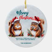 Eichhörnchen-Weihnachtsmannmütze Frohe Weihnachtss Keramik Ornament (Hinten)