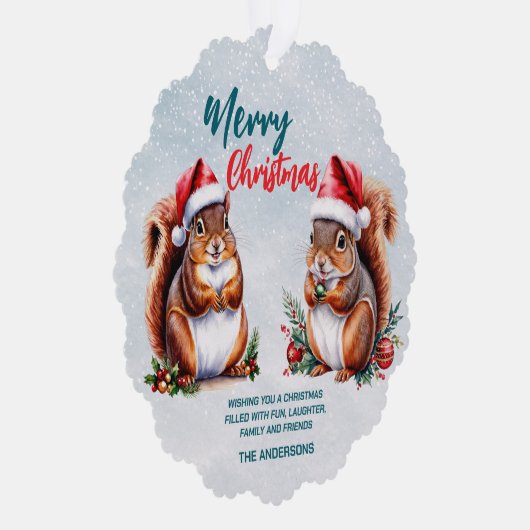 Eichhörnchen-Weihnachtsmannmütze Frohe Weihnachtss Ornament Karte (Rechts)
