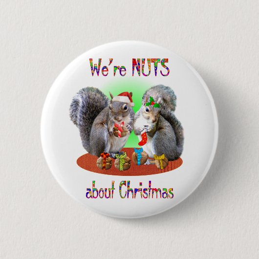 Eichhörnchen-Weihnachtsnüsse Button (Vorderseite)