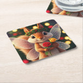 Eichhörnchen Weihnachtspapier-Untersetzer Rechteckiger Pappuntersetzer (angewinkelt)