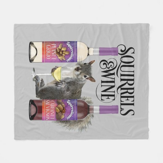 Eichhörnchen & Wein - Funny Squirrel Lover und Wei Fleecedecke (Vorderseite (Horizontal))